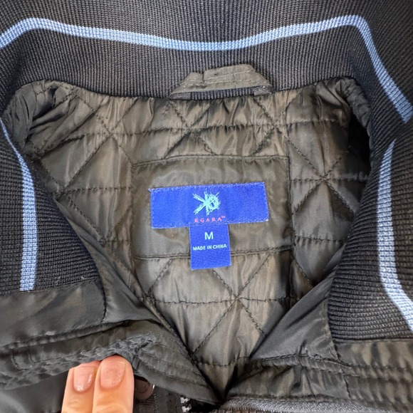 EGARA Mens Black Puffer Utility Field Jacket Size Medium Snap Button Zip Collar - Picture 3 of 4